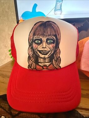 Hand painted Annabelle Horror Tucker Hat unisex